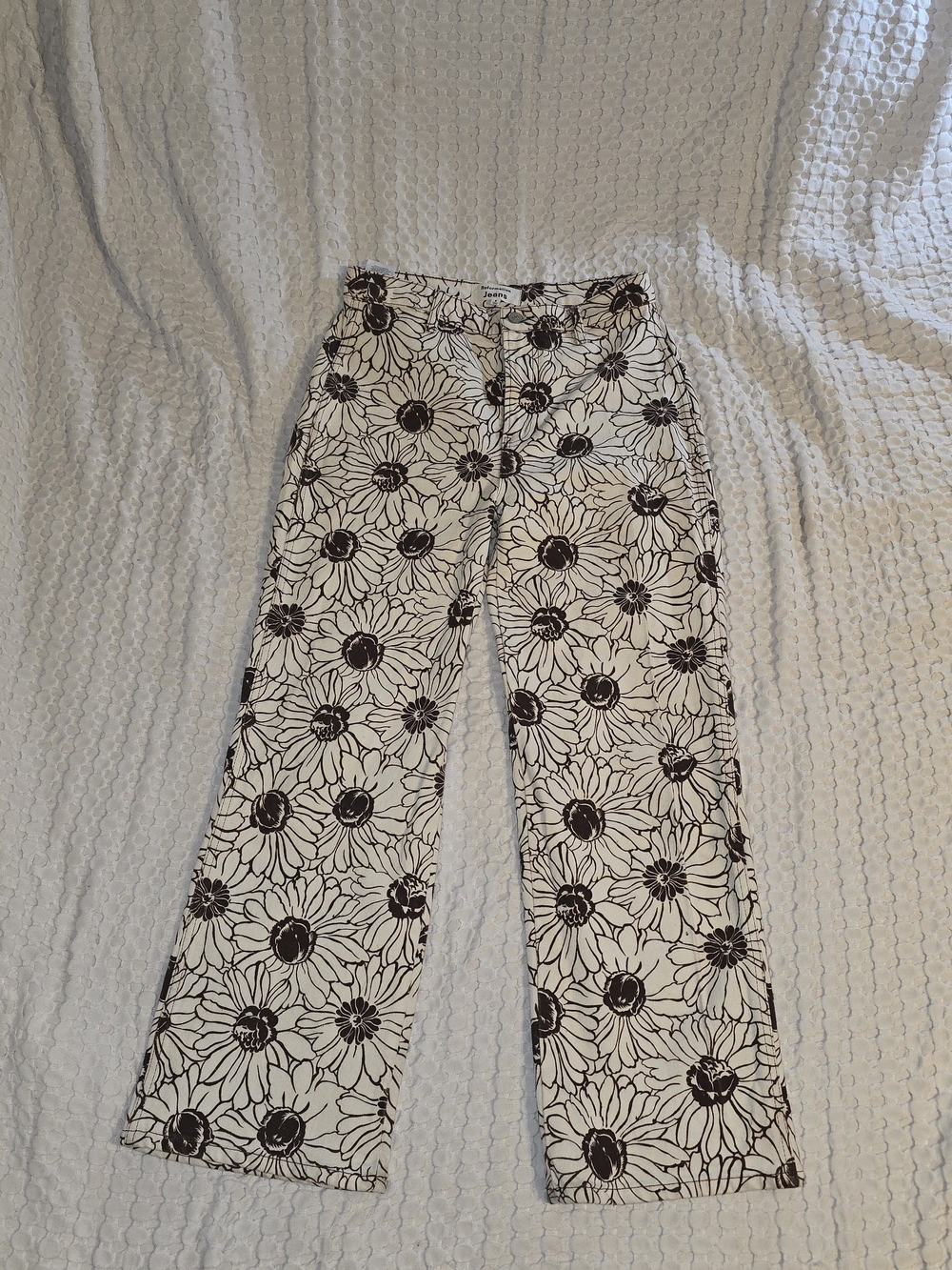 Reformation Sunny High-Rise Wide-Leg Floral Denim Jeans - Size 6 "Candice"